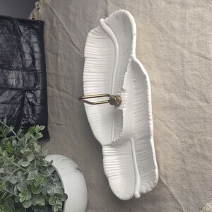 Vintage California Pottery Leaf Relish Dish Mid Century Jewelry Display